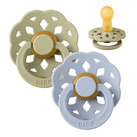 BIBS Boheme Sut - 2-Pak - Str. 2 - Naturgummi (Khaki/Dusty Blue)