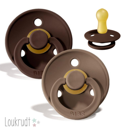BIBS Colour Sut - 2-Pak - Str. 2 - Naturgummi (Mocha/Dark Oak)