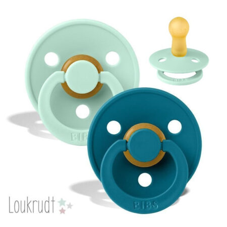 BIBS Colour Sut - 2-Pak - Str. 2 - Naturgummi (Nordic Mint/Forest Lake)