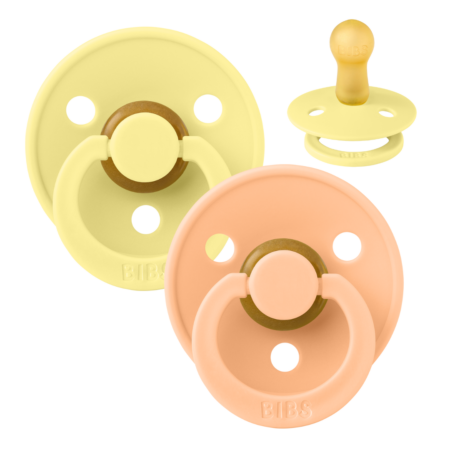 BIBS Colour Sut - 2-Pak - Str. 2 - Naturgummi (Sunshine/Peach Sunset)