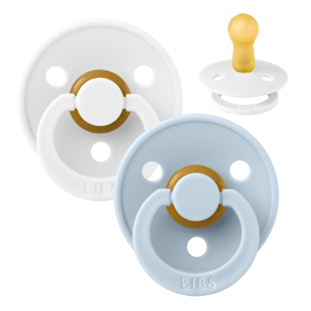 BIBS Colour Sut - 2-Pak - Str. 2 - Naturgummi (White/Baby Blue)