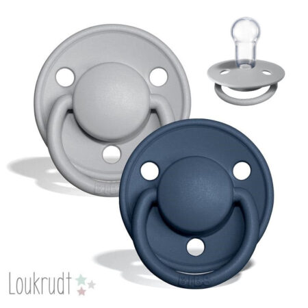 BIBS De Lux Sut - 2-Pak - Onesize - Silikone (Cloud/Steel Blue)