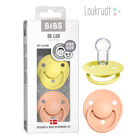 BIBS De Lux Sut - 2-Pak - Onesize - Silikone (Sunshine/Peach Sunset)