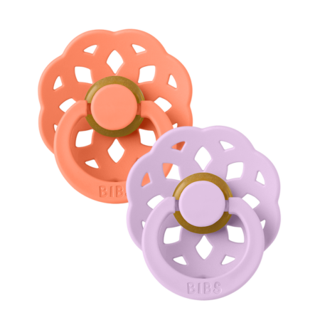 BIBS Boheme Sut - 2-Pak - Str. 2 - Naturgummi (Papaya/Violet Sky)