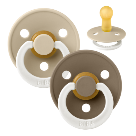 BIBS Colour Sut - 2-Pak - Str. 2 - Naturgummi (Vanilla/Dark Oak) - GLOW