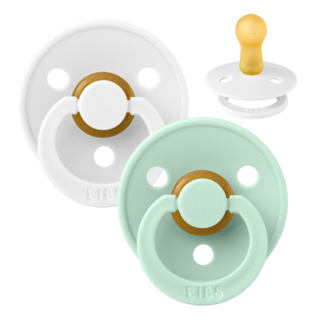 BIBS Colour Sut - 2-Pak - Str. 2 - Naturgummi (White/Mint)