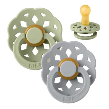 BIBS Boheme Sut - 2-Pak - Str. 2 - Naturgummi (Sage/Cloud)