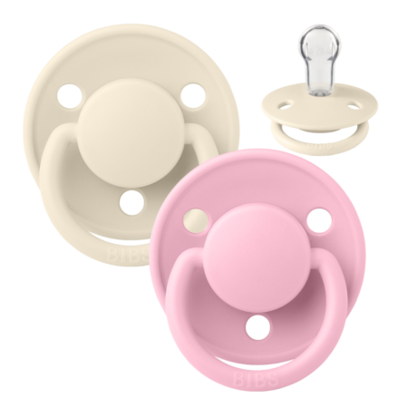 BIBS De Lux Sut - 2-Pak - Onesize - Silikone (Ivory/Baby Pink)