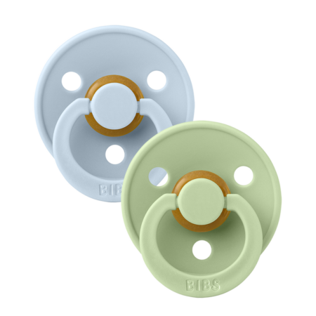 BIBS Rund Colour Sut - 2-Pak - Str. 2 - Naturgummi (Baby Blue/Pistachio)