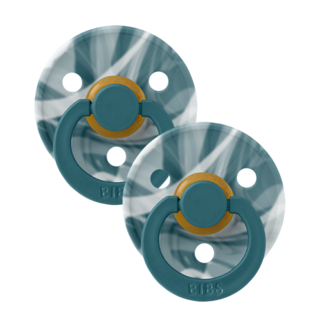 BIBS Rund Colour Sut - 2-Pak - Str. 2 - Naturgummi (Tie-Dye Forest Lake/White)