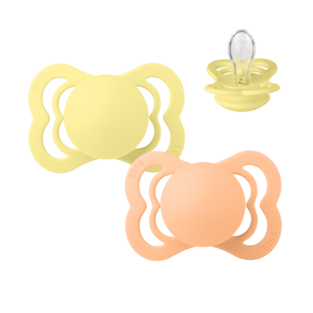 BIBS Supreme Sut - 2-Pak - Str. 1 - Silikone (Sunshine/Peach Sunset)