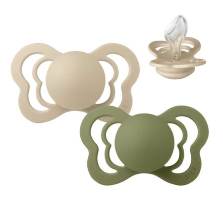 BIBS Couture Sut - 2-Pak - Str. 2 - Silikone (Vanilla/Olive)