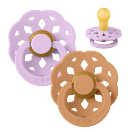BIBS Boheme Sut - 2-Pak - Str. 1 - Naturgummi - Violet Sky/Pumpkin