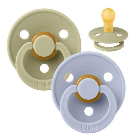 BIBS Rund Colour Sut - 2-Pak - Str. 1 - Naturgummi - Khaki/Dusty Blue
