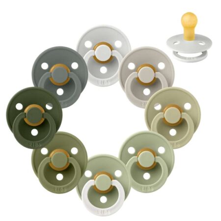 BIBS Rund Colour Sut - Sampak - 8 stk. - Str. 1 - Soft Moss