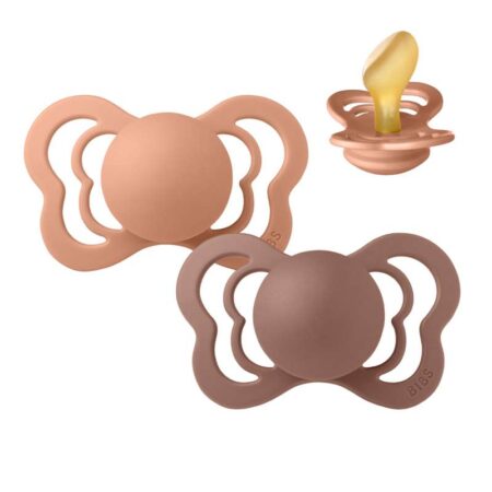 BIBS Couture Sut - 2-Pak - Str. 2 - Naturgummi - Peach/Woodchuck