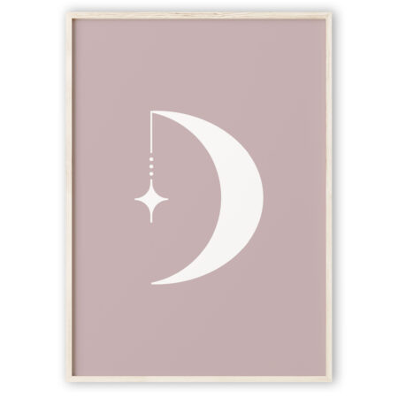 Print selv plakat med måne (rosa)