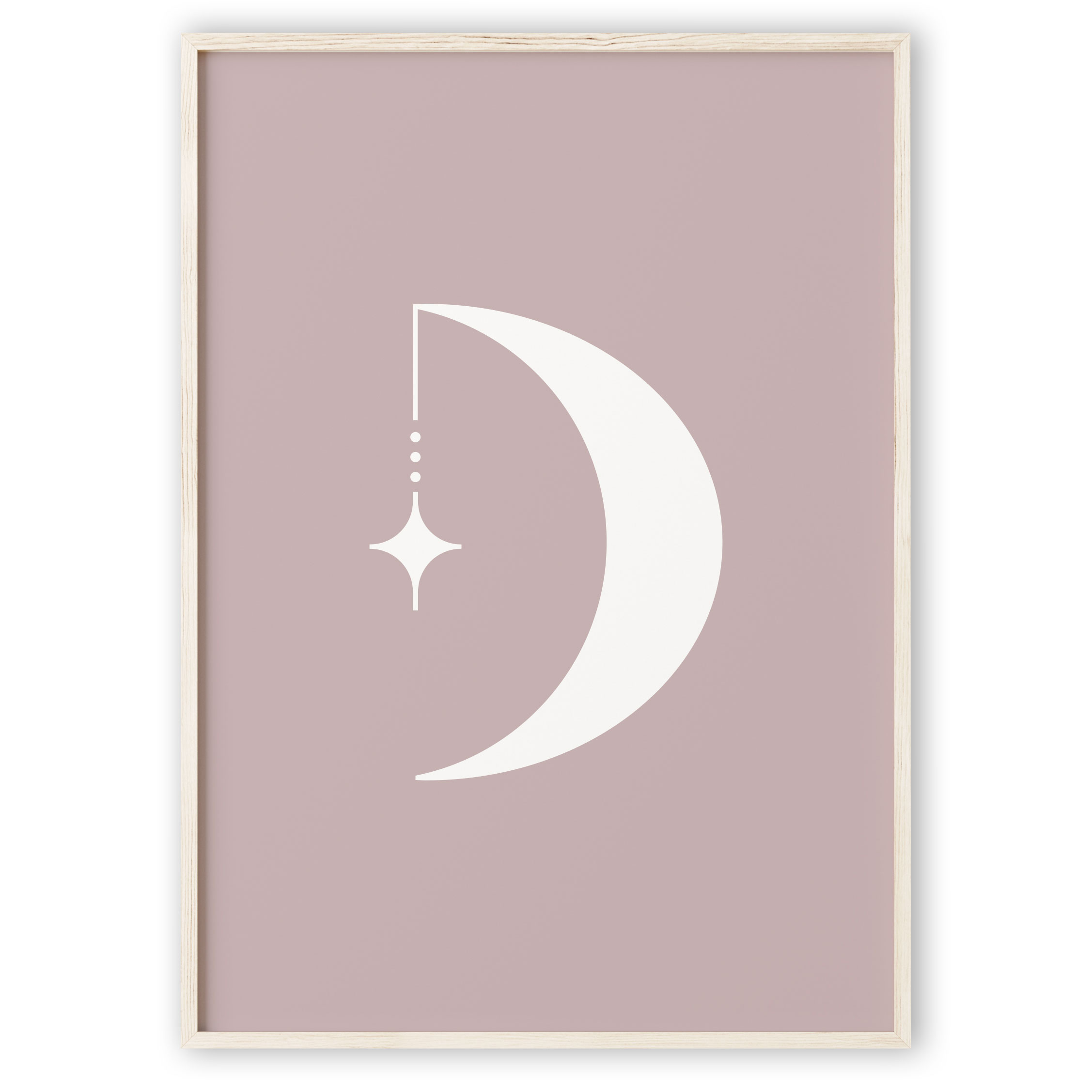 Print selv plakat med måne (rosa)